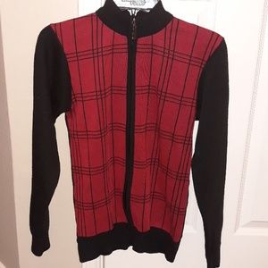 Red and black zip-up